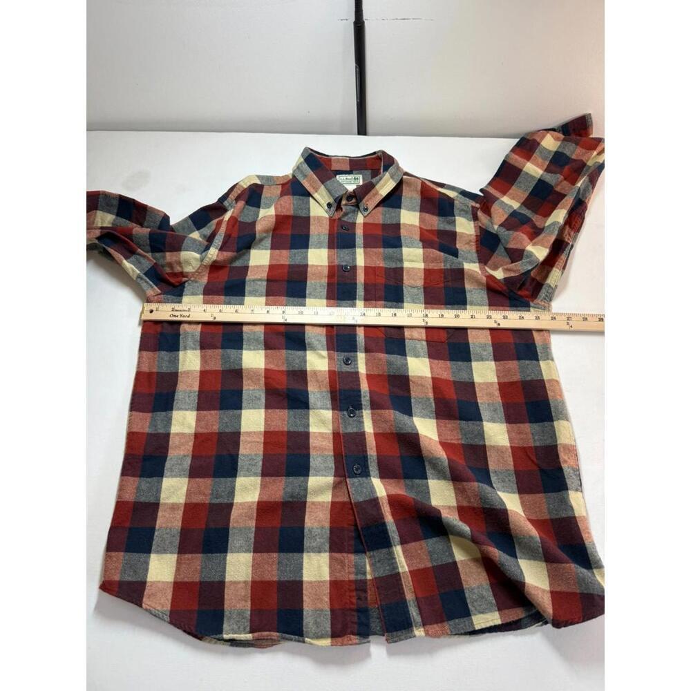 L.L. Bean Shirt Scotch Plaid Flannel Blue Red Button-Down XL - Picture 4 of 5